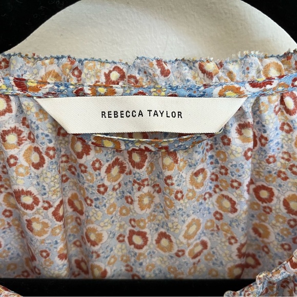 Rebecca Taylor Violet Fleur Silk Mini Dress Blue Combo size Med - Picture 5 of 16